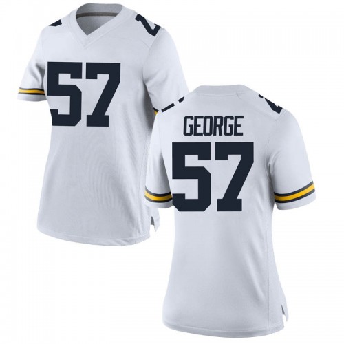 Joey George Michigan Wolverines Women's NCAA #57 White Game Brand Jordan College Stitched Football Jersey IPQ2754GM